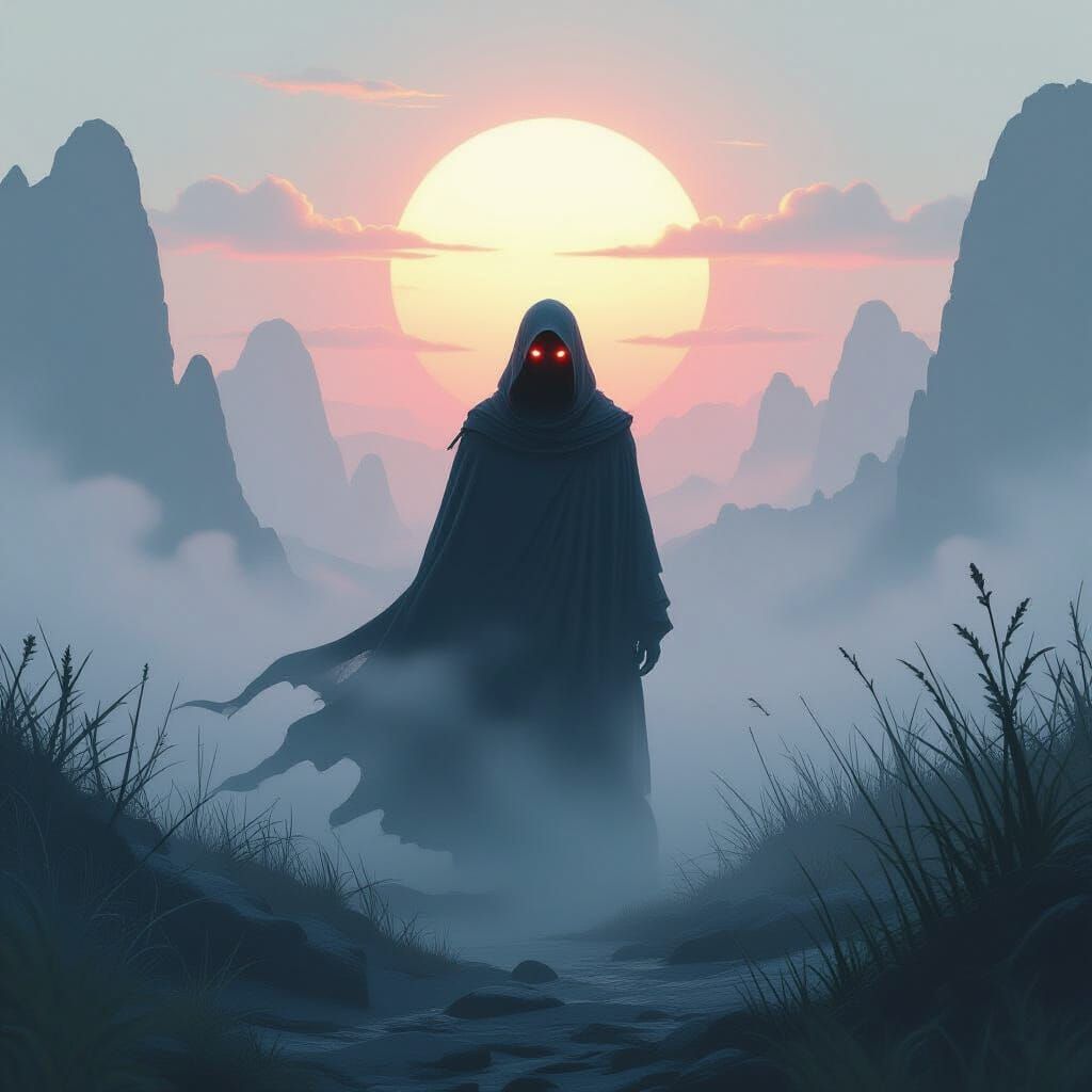 Mysterious Figure in Ethereal Dreamscape, Digital Art