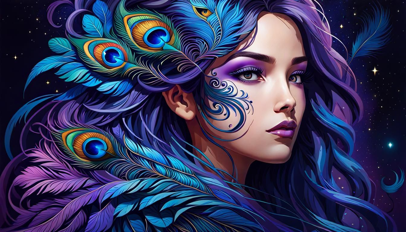 Paisley Tattooed Woman: Surreal 8-bit Digital Illustration