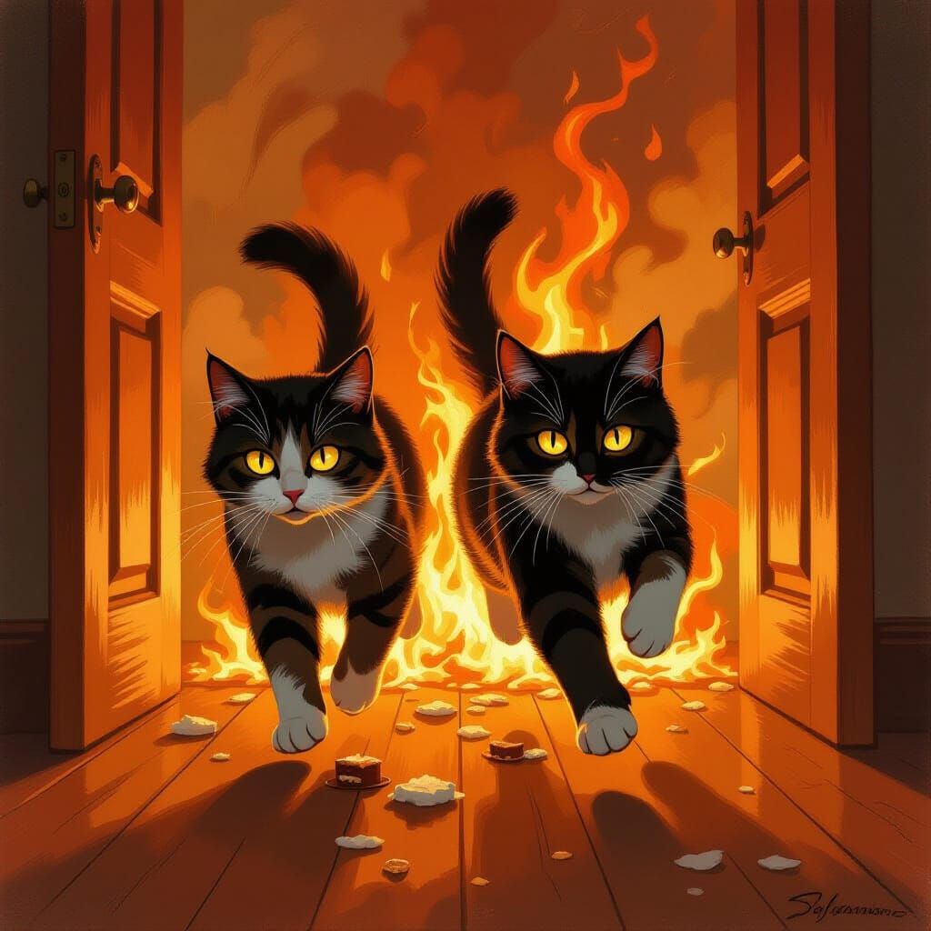 Cats Unleash Fiery Chaos in Ablaze Hall