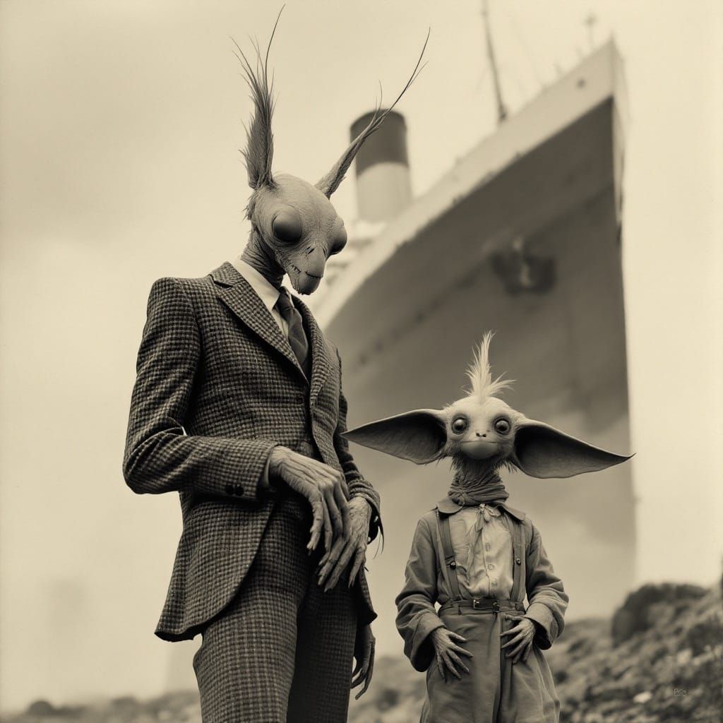 Bizarre Mantis-Cockatoo Humanoids Visit the Titanic