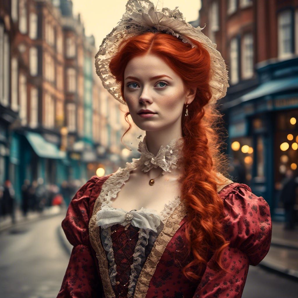 Victorian Lady in London Street Scene