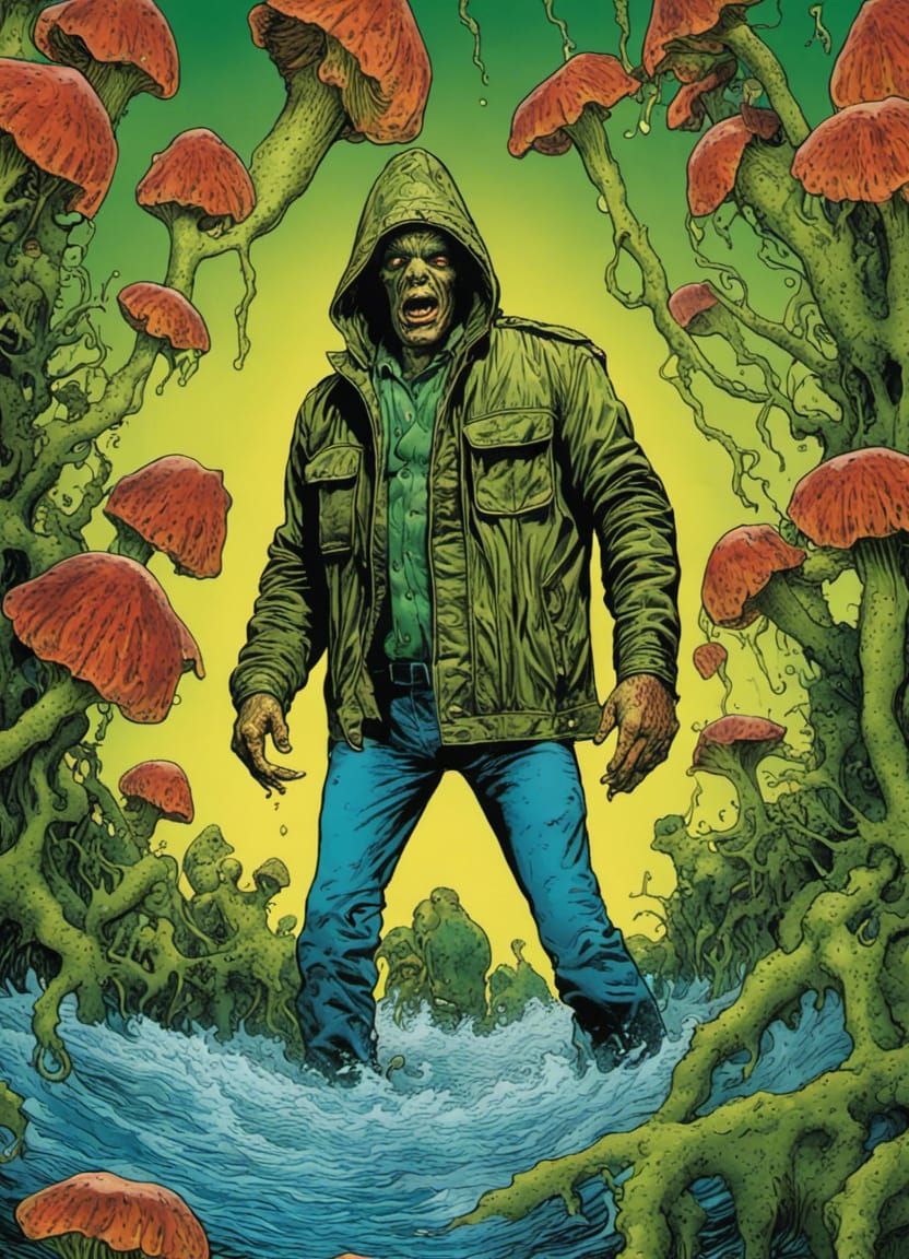 Melting Zombie Portrait in Comic Book Style