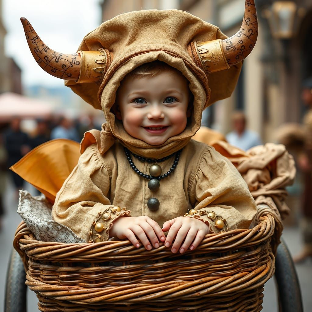 Medieval Child's Festival Attire in Earthy Tones