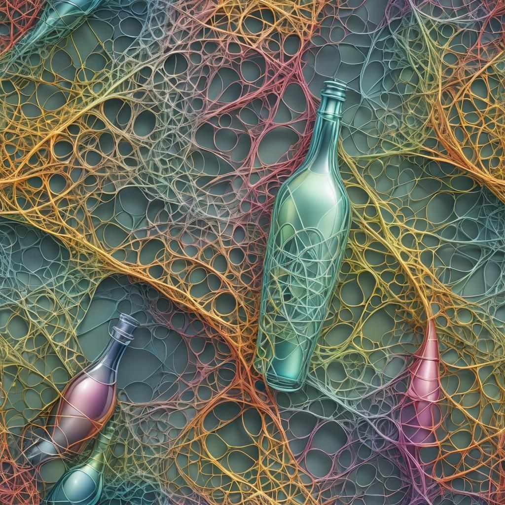 Abstract Thread-Wrapped Bottle: A Fiber Art Fractal