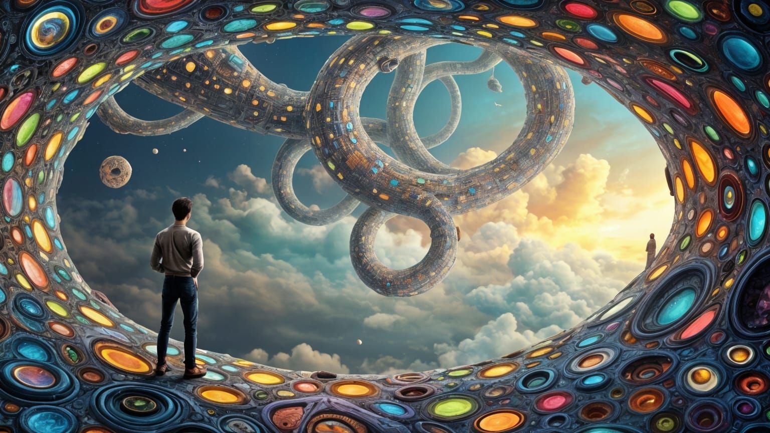 Surreal Futuristic Space Station in Escher's Style