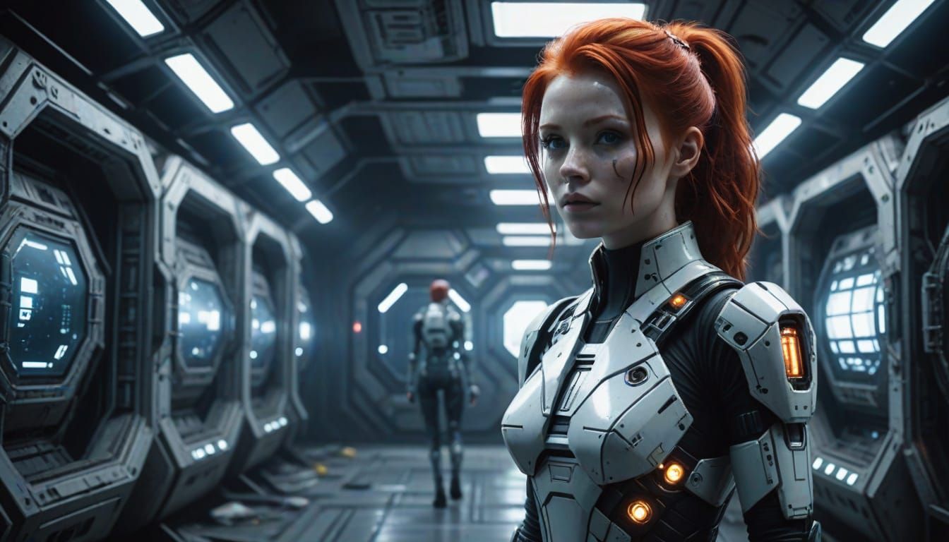 Cyborg Beauty in Desolate Space