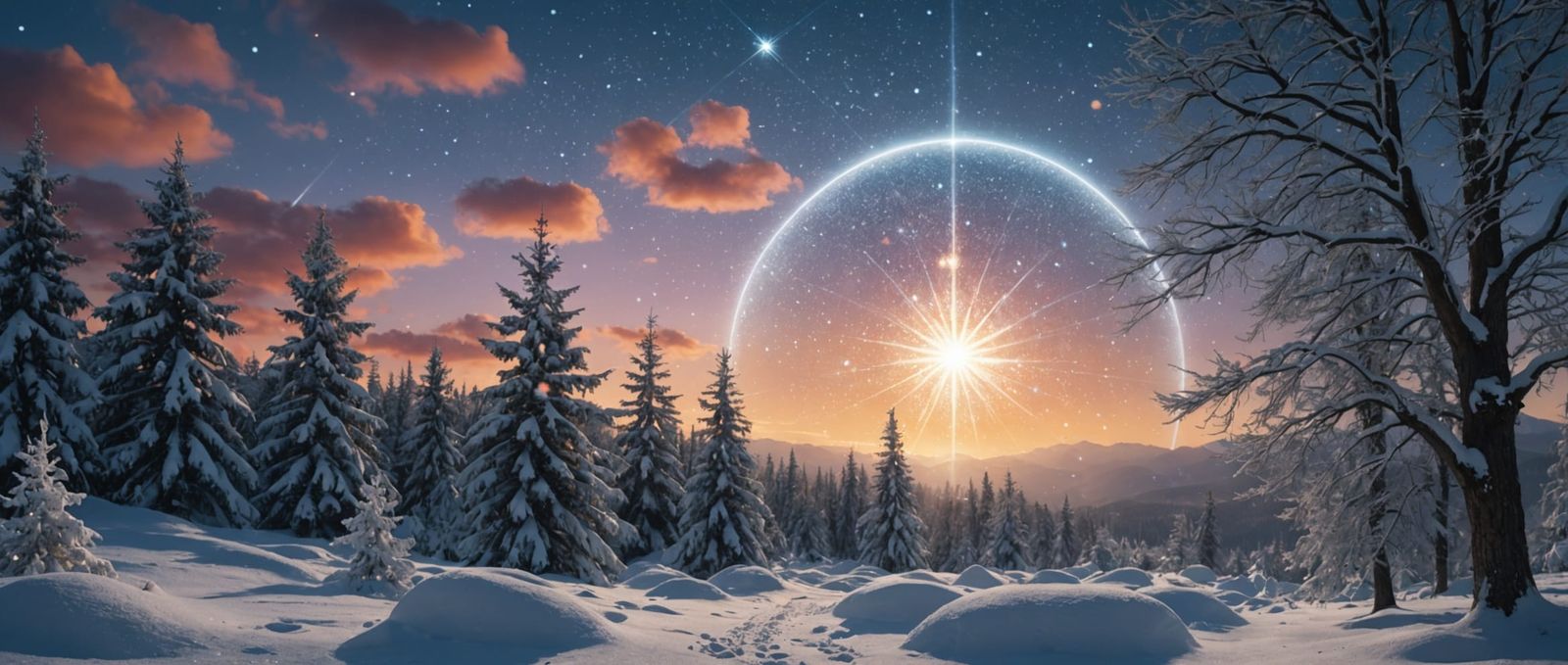 Holographic Snow Stars Astral Illustration