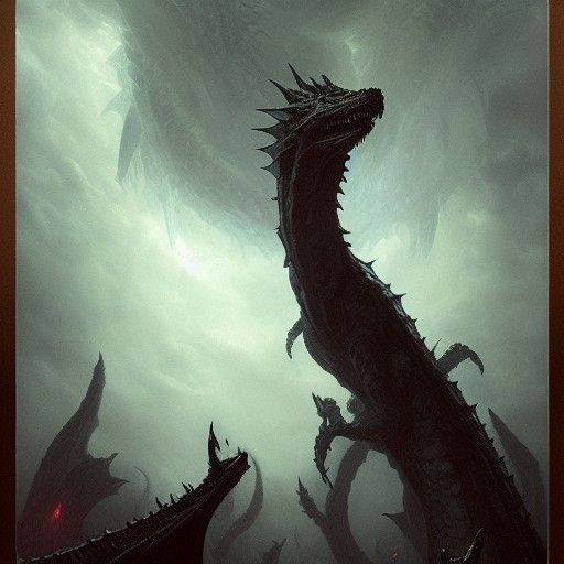 Tiamat, Mother of Dragons in Dark Fantasy Style