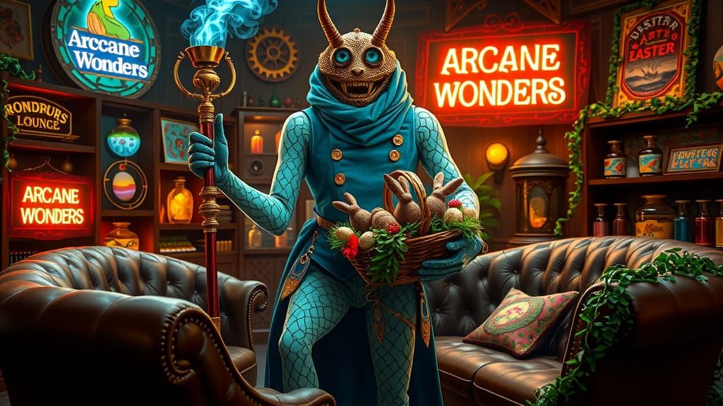 Majestic Steampunk Maestro in Opal Scales and Velvet Vest