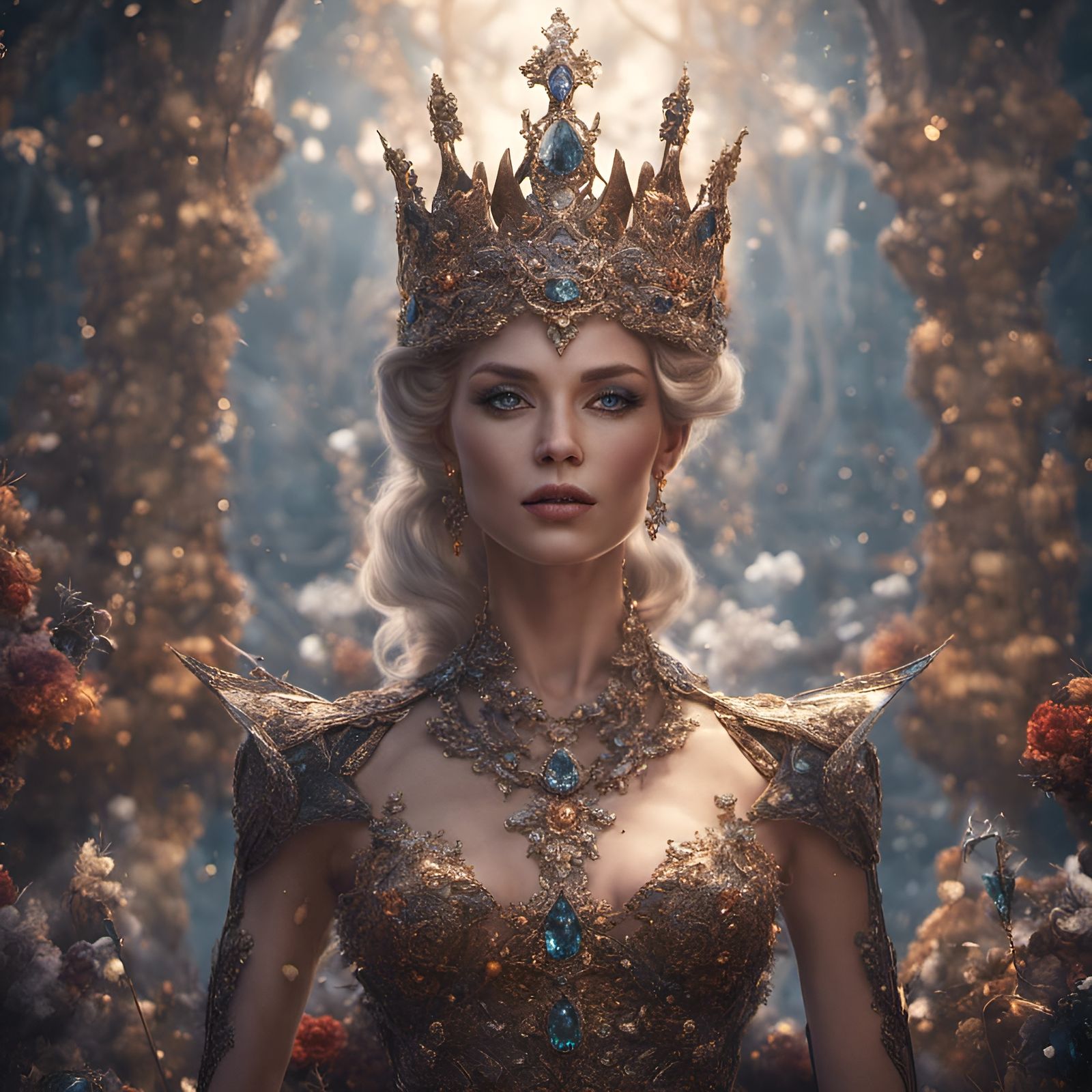 Elegant Killer Queen with Diamond Crown, Matte Painting