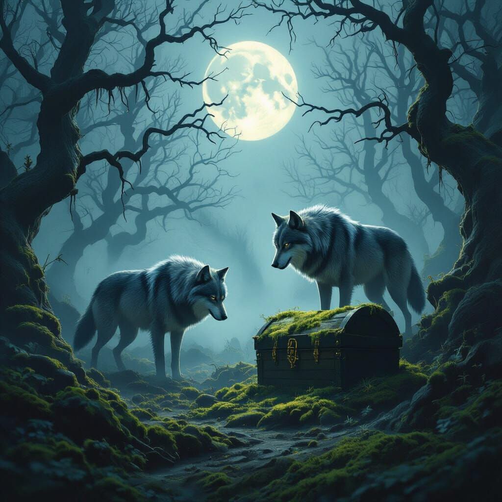 Wolves Discover Ancient Chest in Eerie Forest