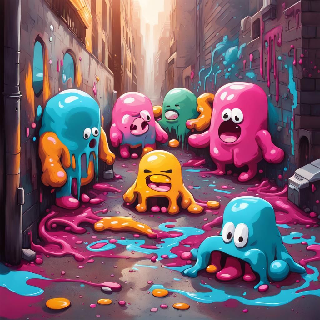 Fall Guys as Colorful Graffiti Art