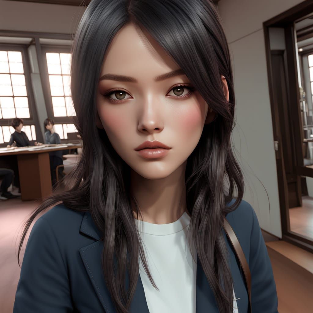 Hyper-Realistic Girlboss Portrait in Art Nouveau Style