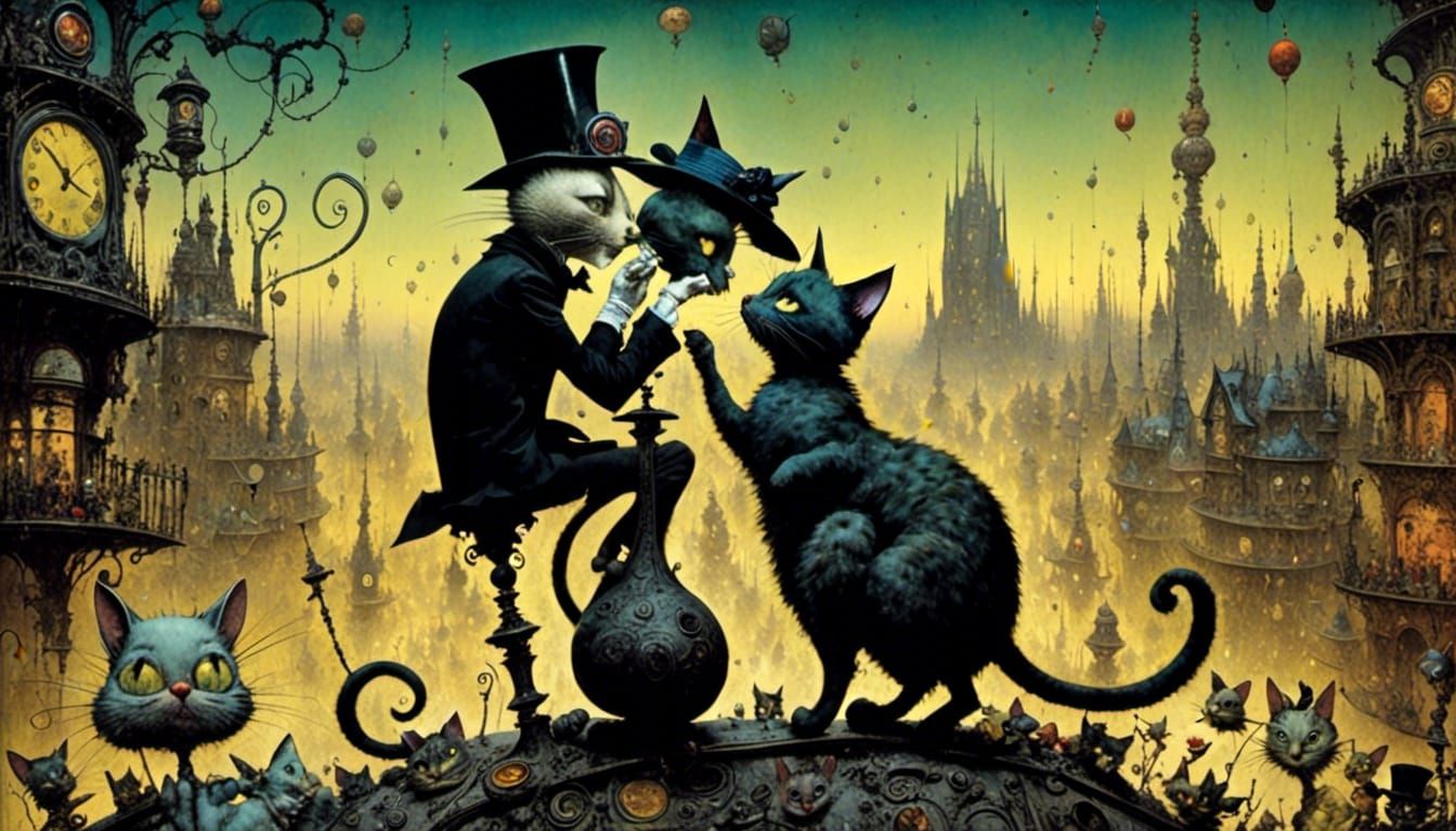 Anthropomorphic Cat Woman in 1920s Style