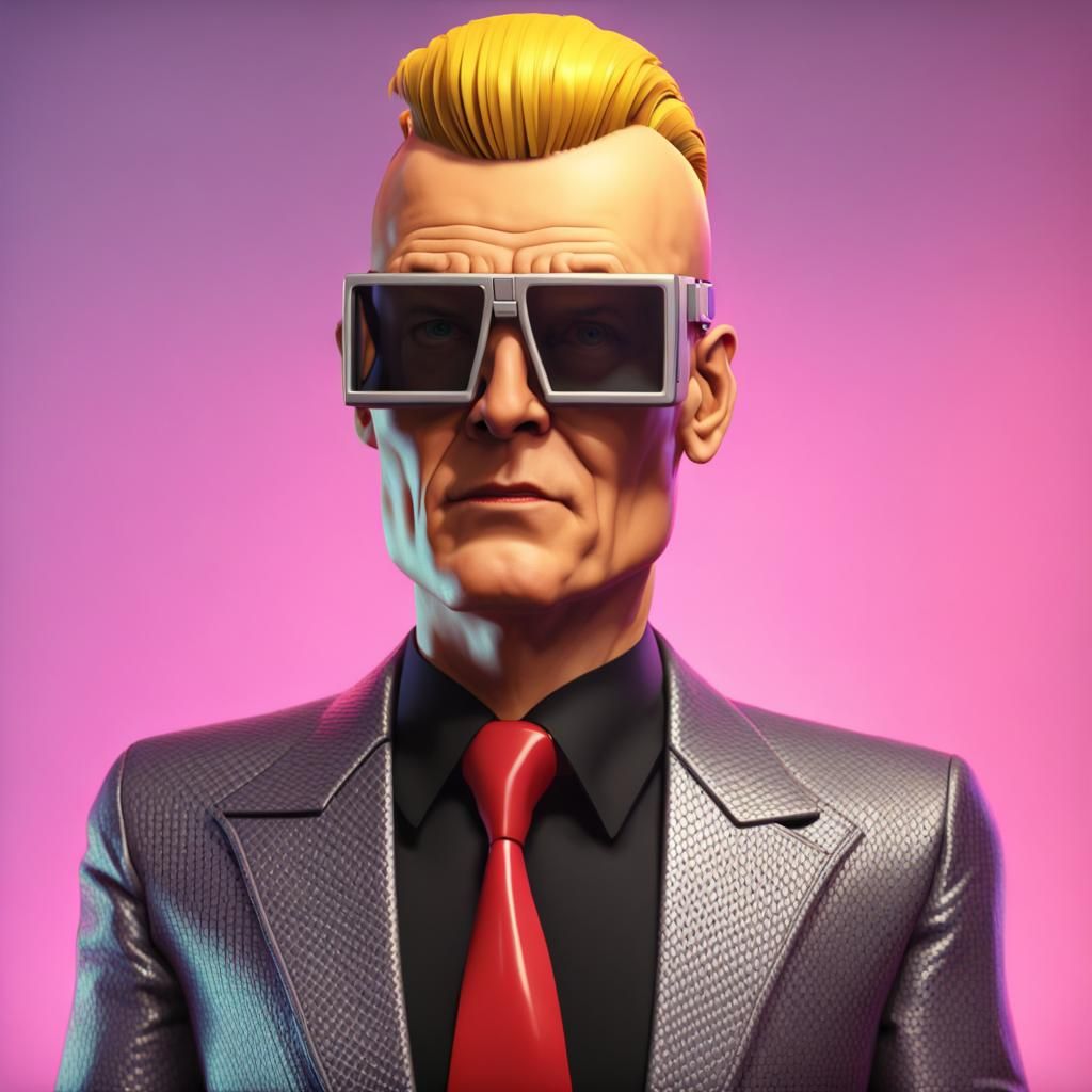Annoying Max Headroom in 3D Cinematic Style