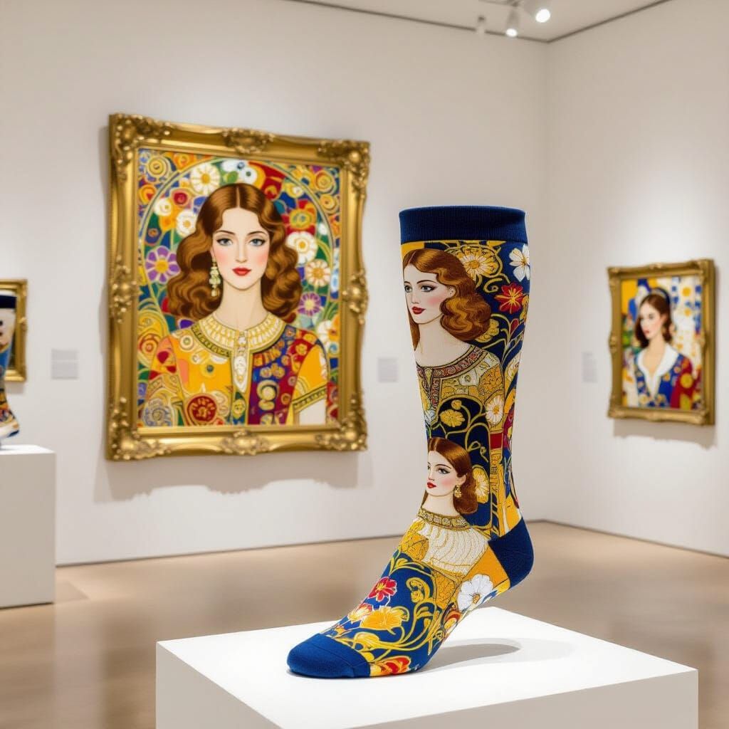 Elegant Art Gallery: Klimt-Inspired Socks Painting