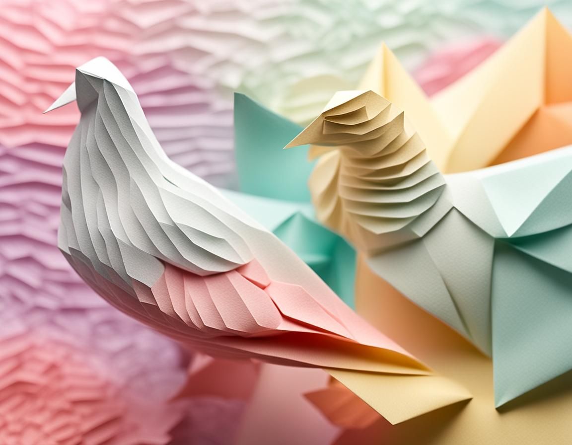 Origami Dove Close-Up in Papercraft Style