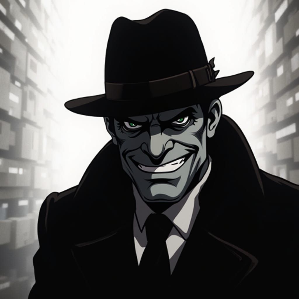 Cunning Mafia Member with Smug Grin in Manga Style