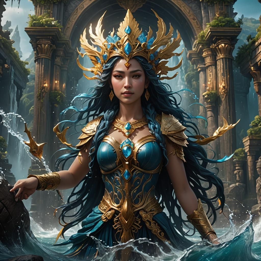 Water Goddess in Detailed Fantasy Concept Art