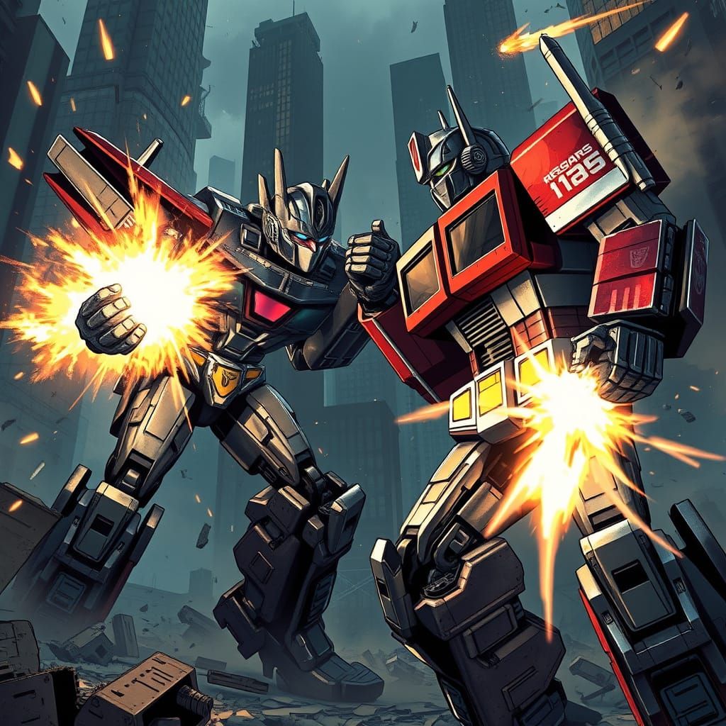 Megatron vs Optimus Prime: Futuristic City Battle