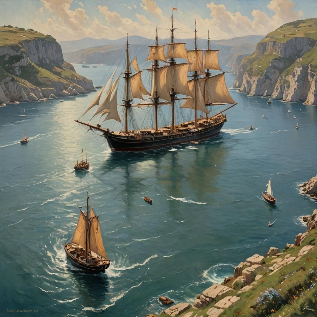 Argo Navigates Perilous Straits as Oil Painting