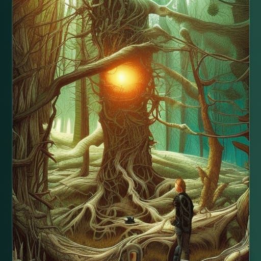 Mechanical Forest in Comic Book Style