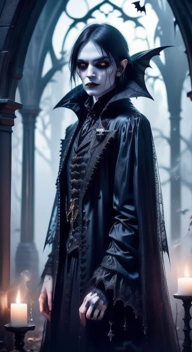 Ethereal Vampire and Familiar in Dewy Mist