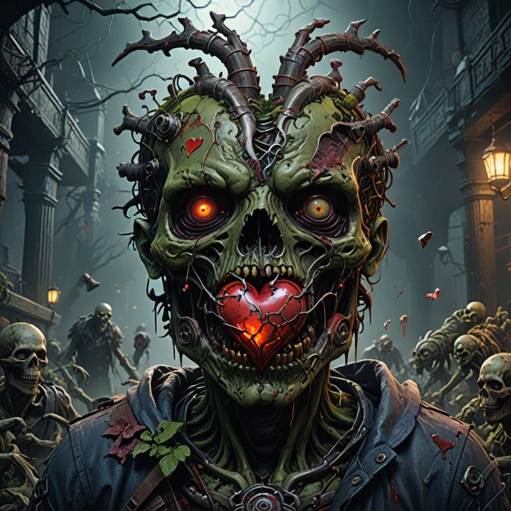 Intricate Zombie Heart Matte Painting