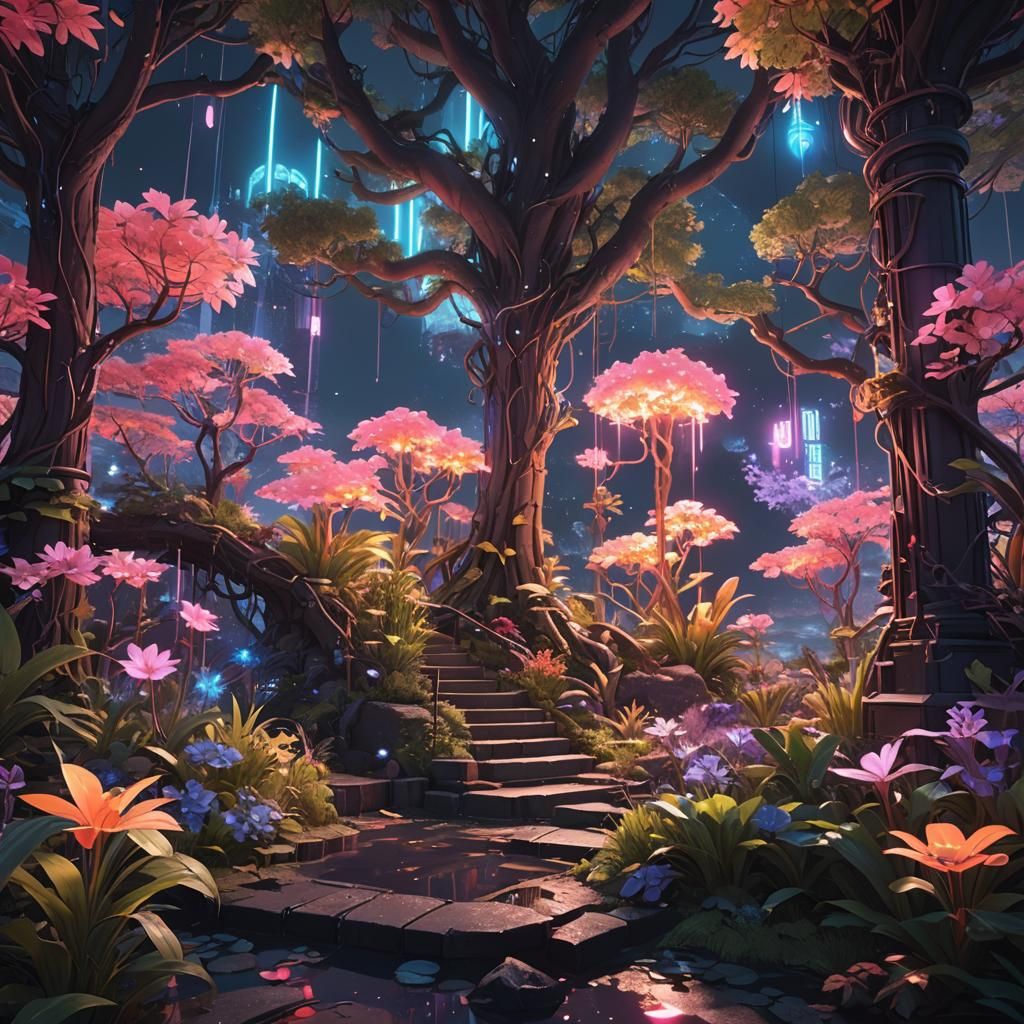 Ethereal Neon Landscapes in 8K Vray Style