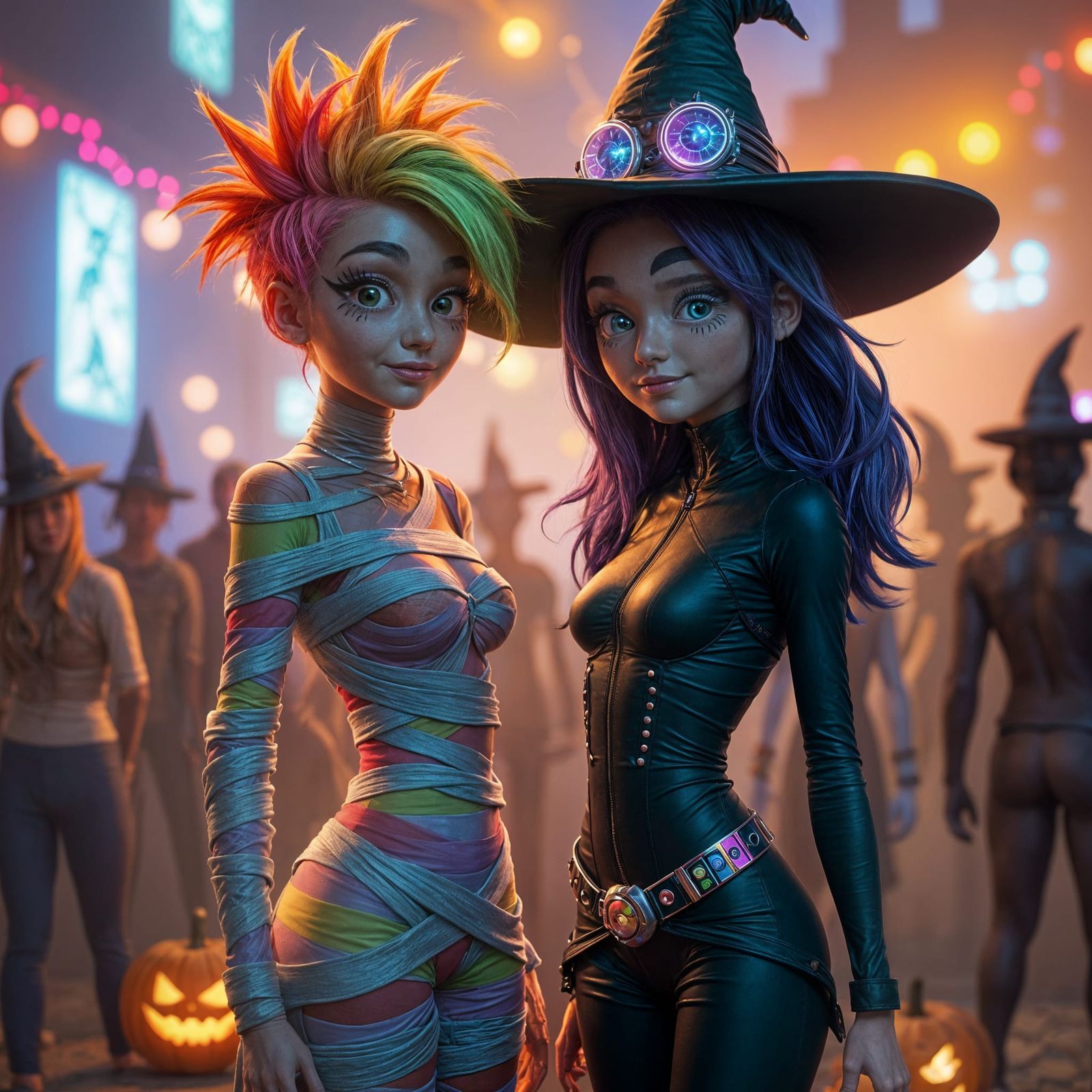 Halloween Party: Technicolor Mummy and Futuristic Witch