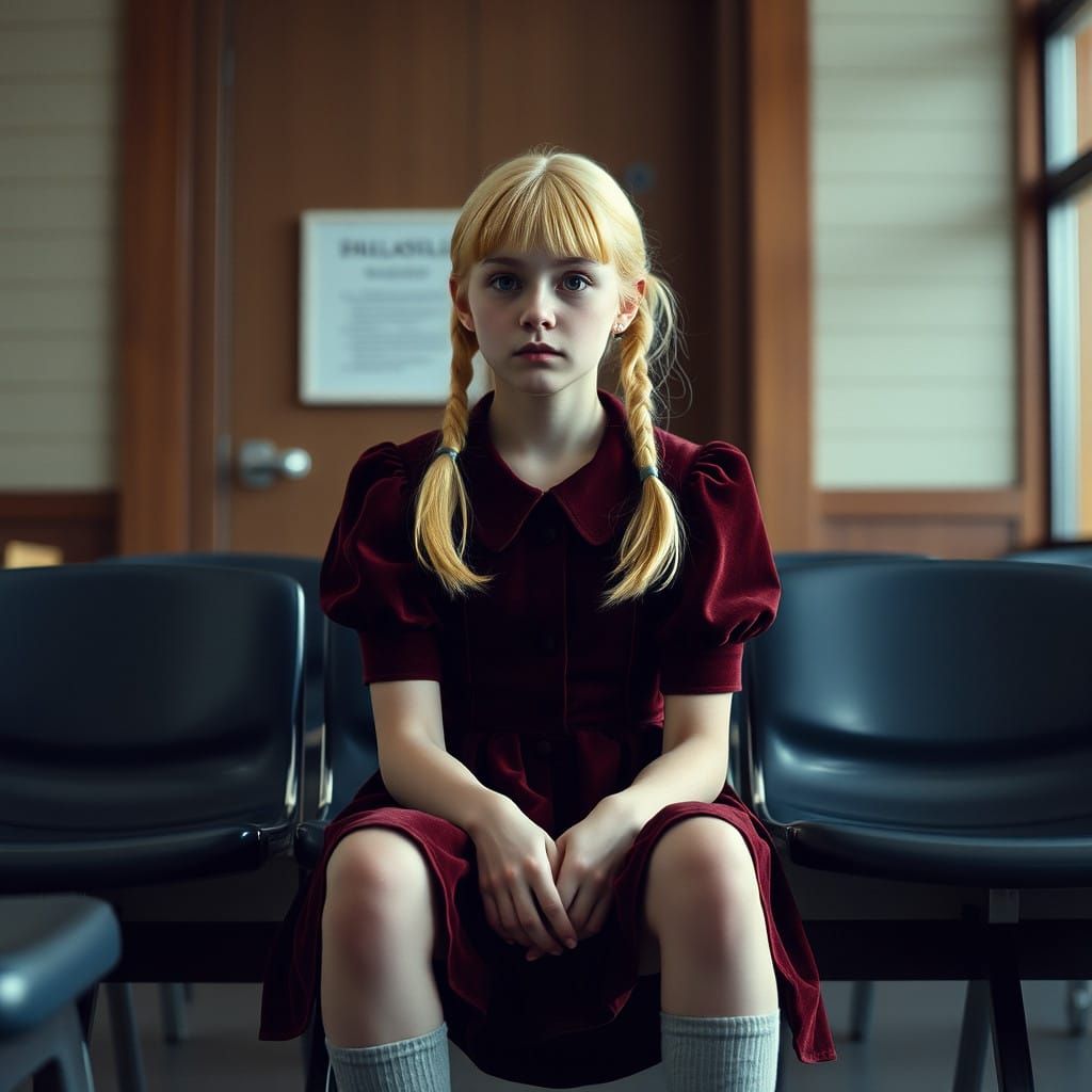 Young Man Embarrassed in Velvet Dress, Inspired by Cinematic...