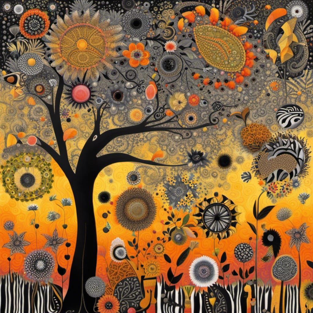 African Savannah: A Mixed Media Abstract Fantasy