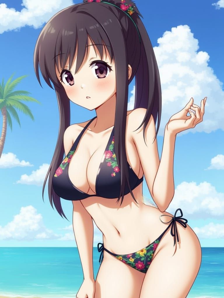 Woman on Beach in Impressionist Style