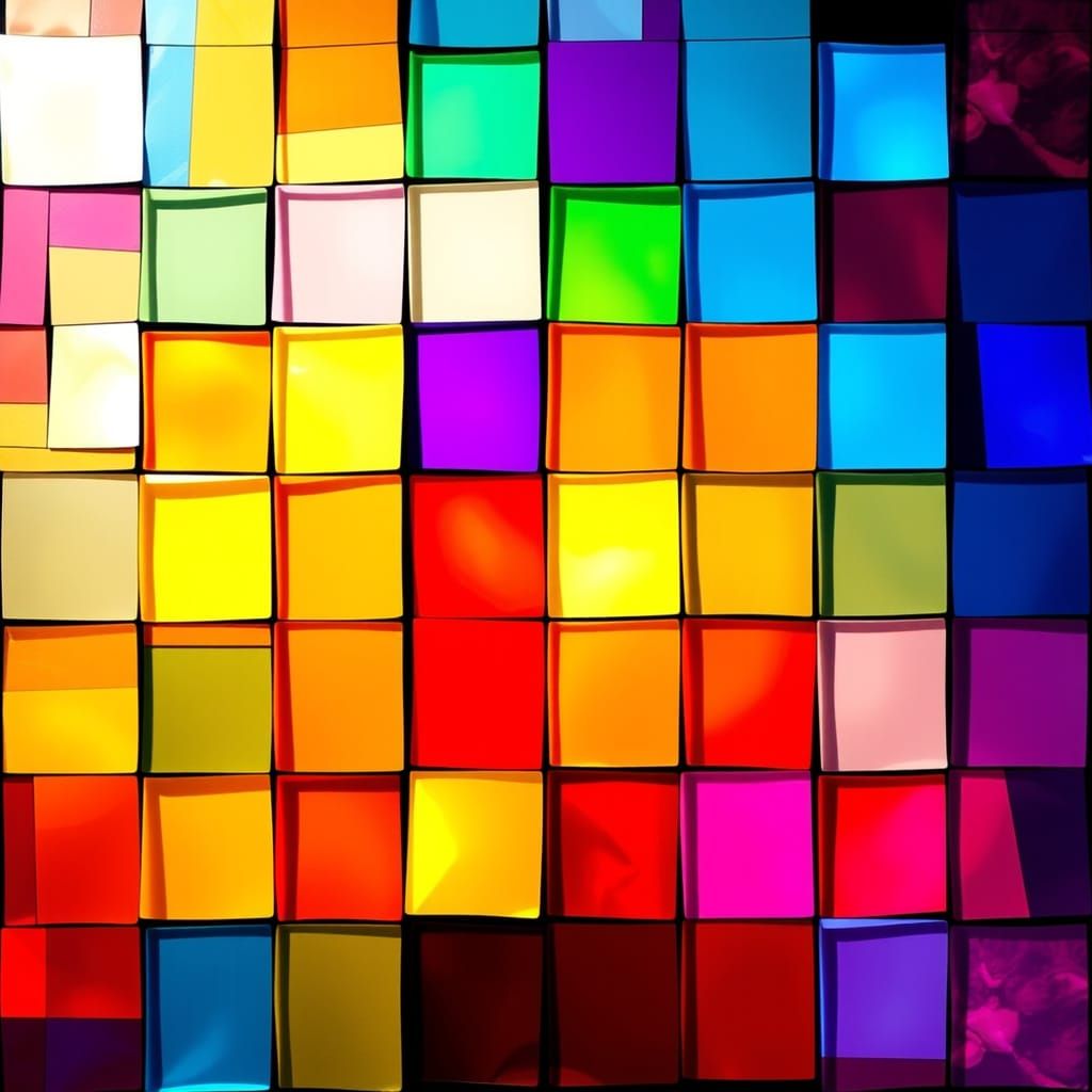 Vibrant Abstract Mosaic in Stained Glass Style