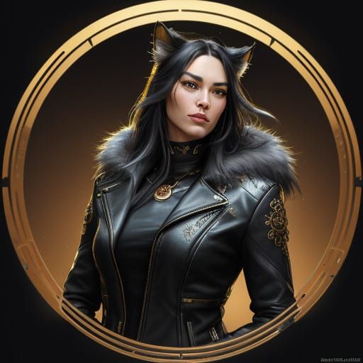 Feline Fashionista in Cyberpunk Splendor