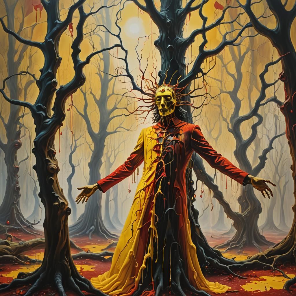 Mystical Forest Entity in Surreal Oil Painting