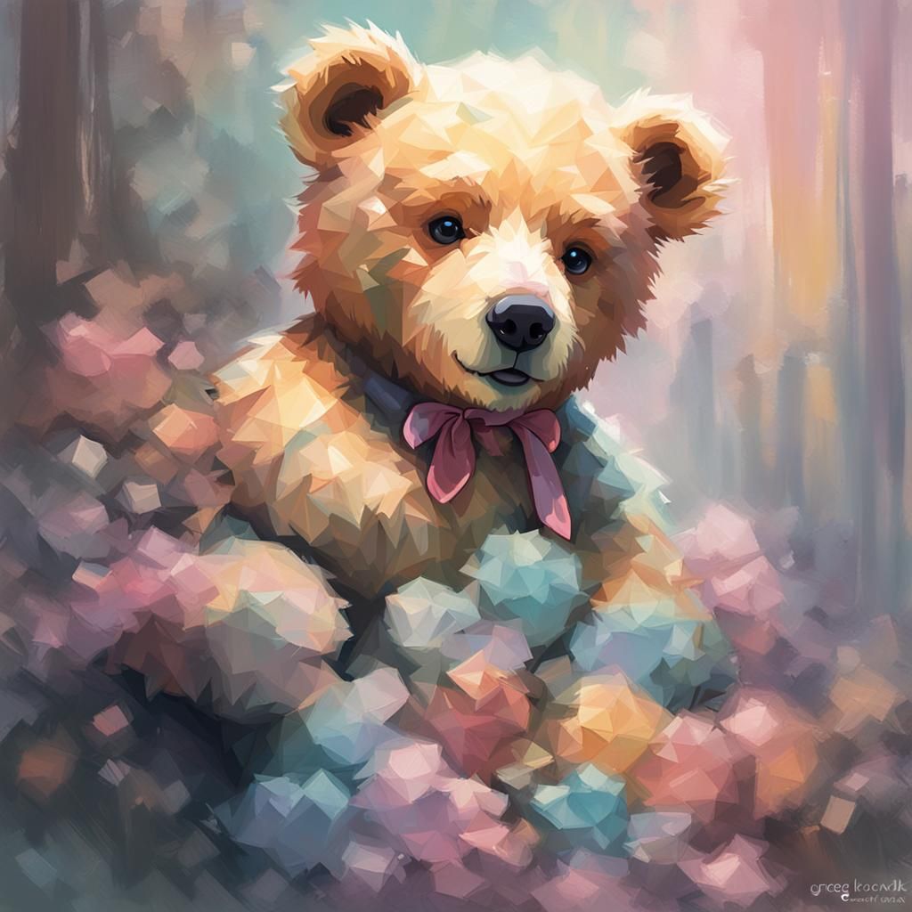 Teddy Bear Portrait in Pastel Colors