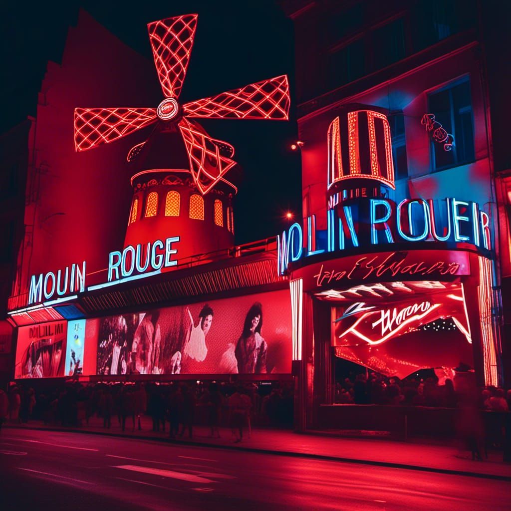 Moulin Rouge in 90s Glitch Style