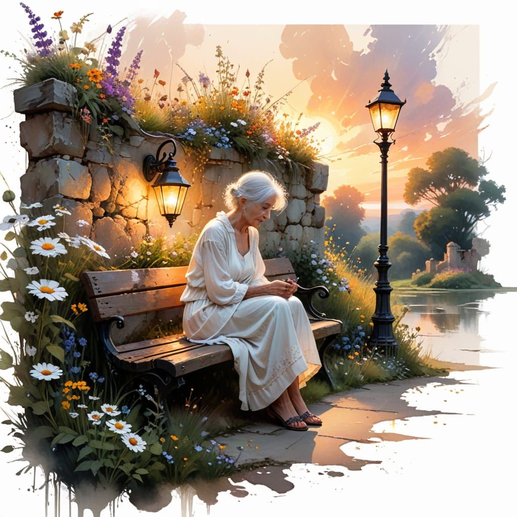 English Garden Sunset: Sinister Fairytale Scene