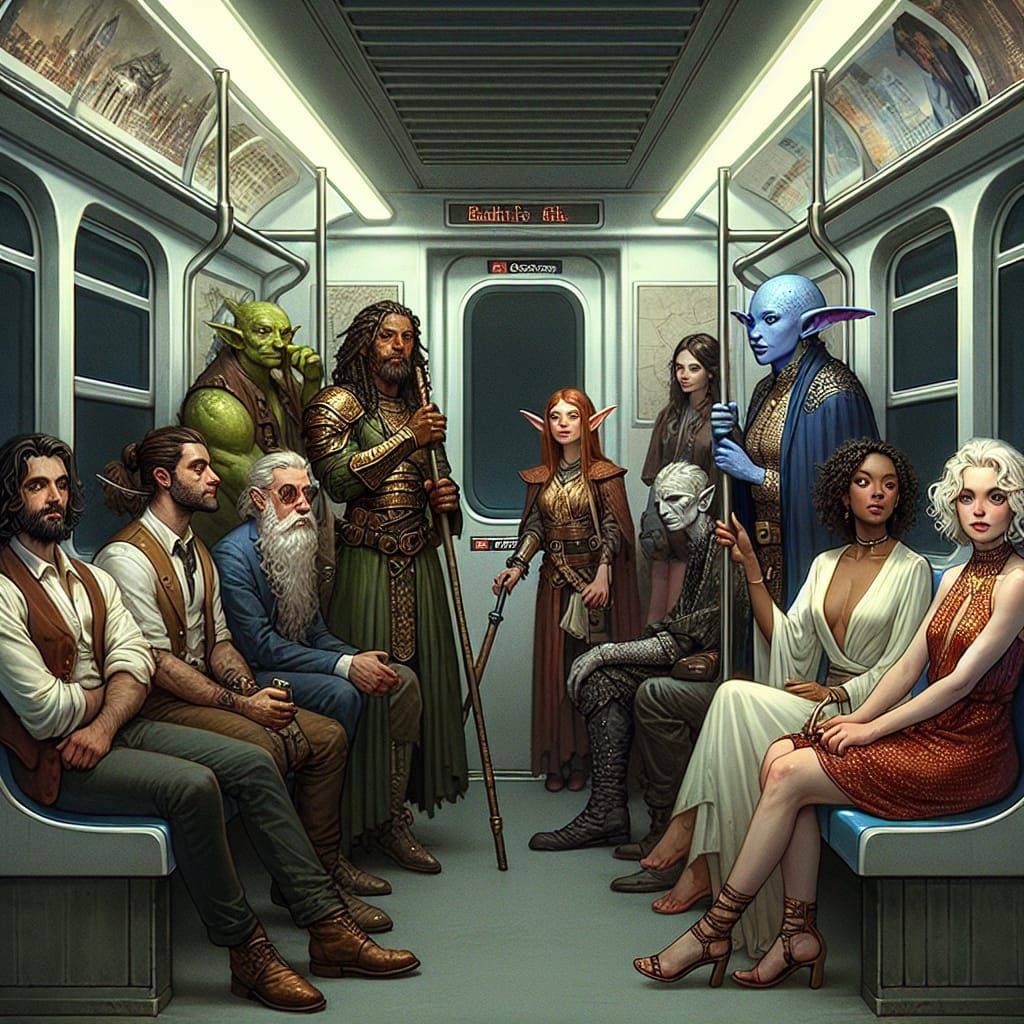 Fantasy Characters on a Subway Train in 4K Detail