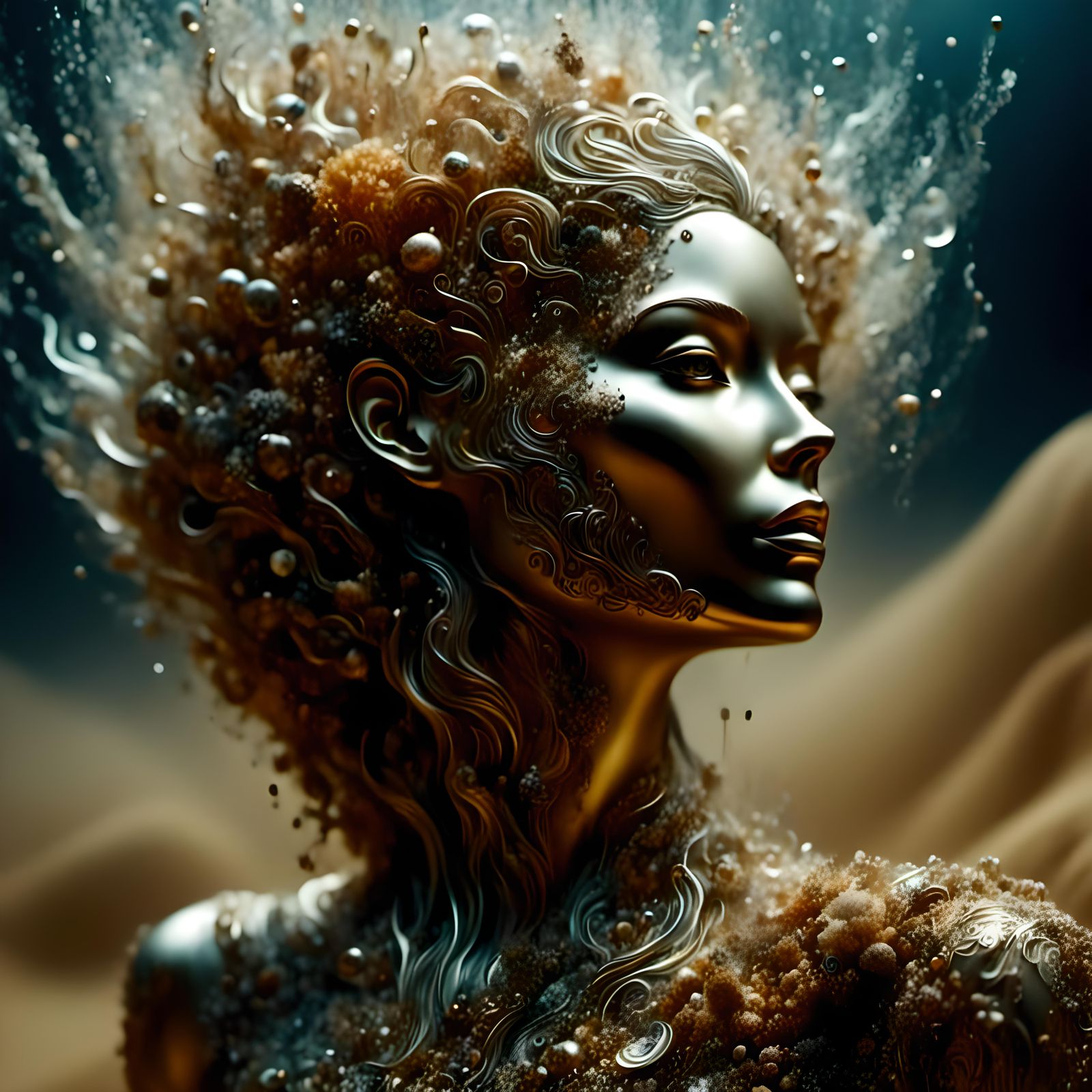 Hyperrealistic Sand Woman 3D Artwork