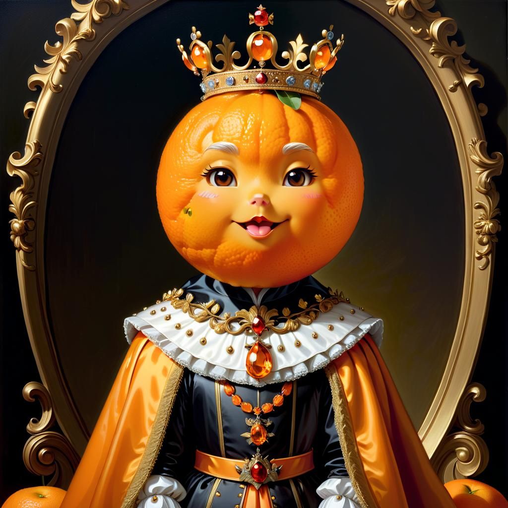 Regal Orange Character Portrait in Baroque Style