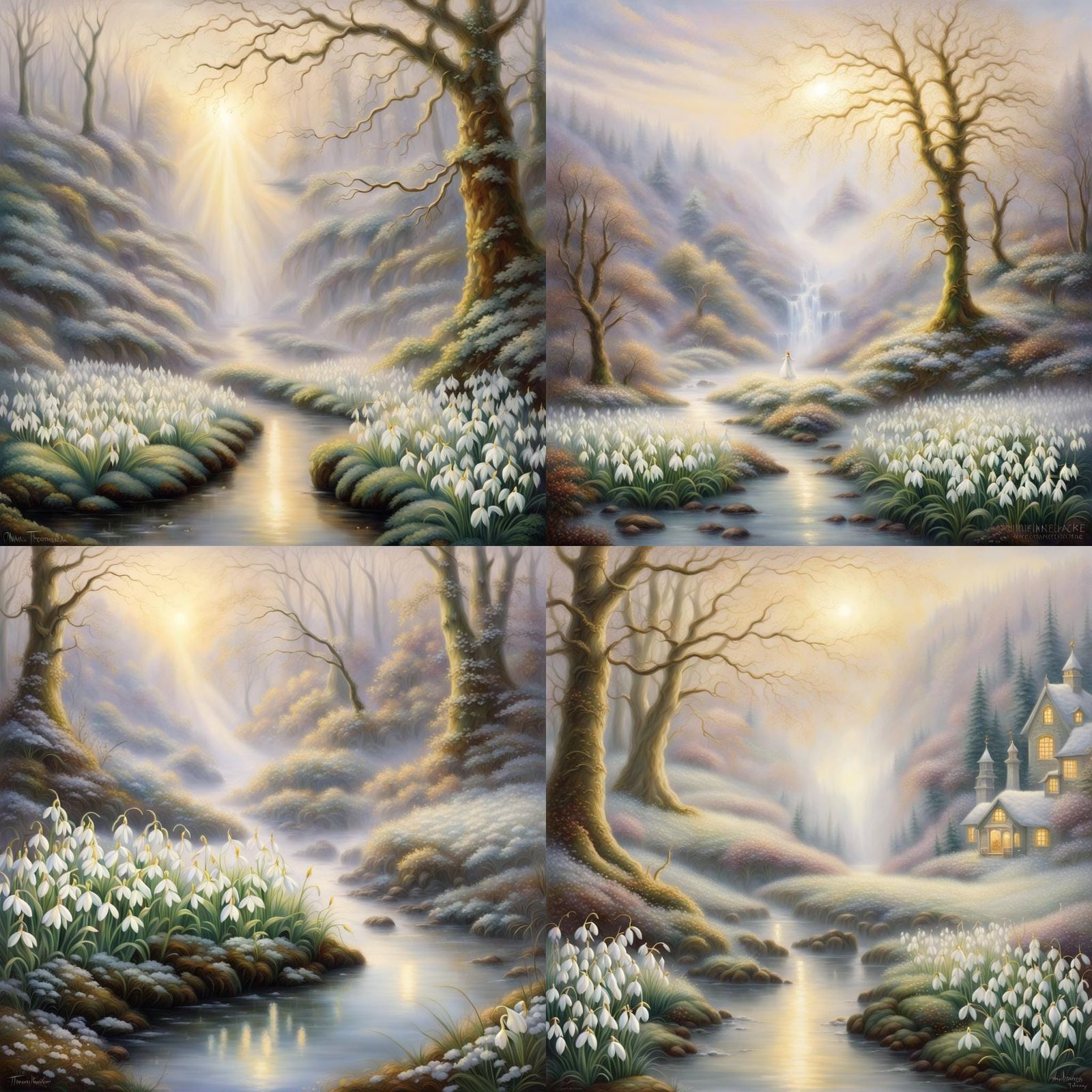 Golden Snowdrop in Ethereal Fantasy Style