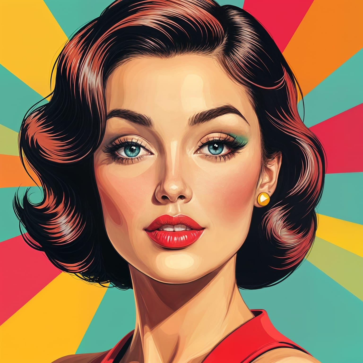 1960s Female Model in Digital Pop Art Style
