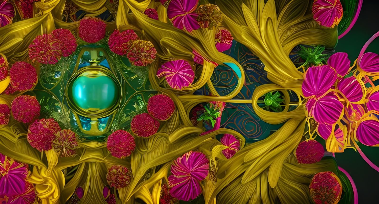 Abstract Botanical Pattern with Intricate Details