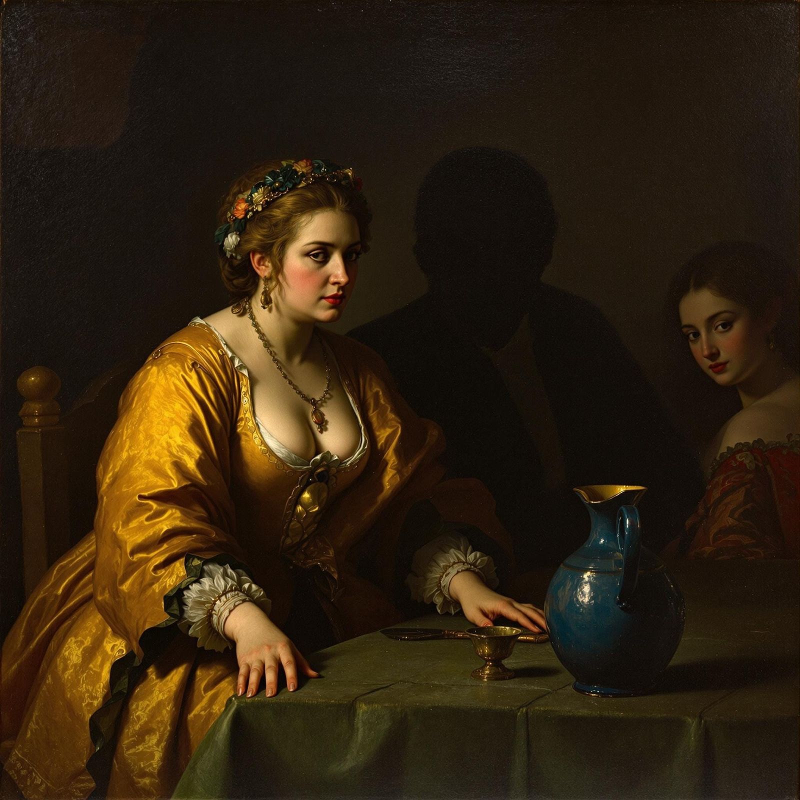 17th Century Dutch Golden Age Painting of Mercenary Love in...