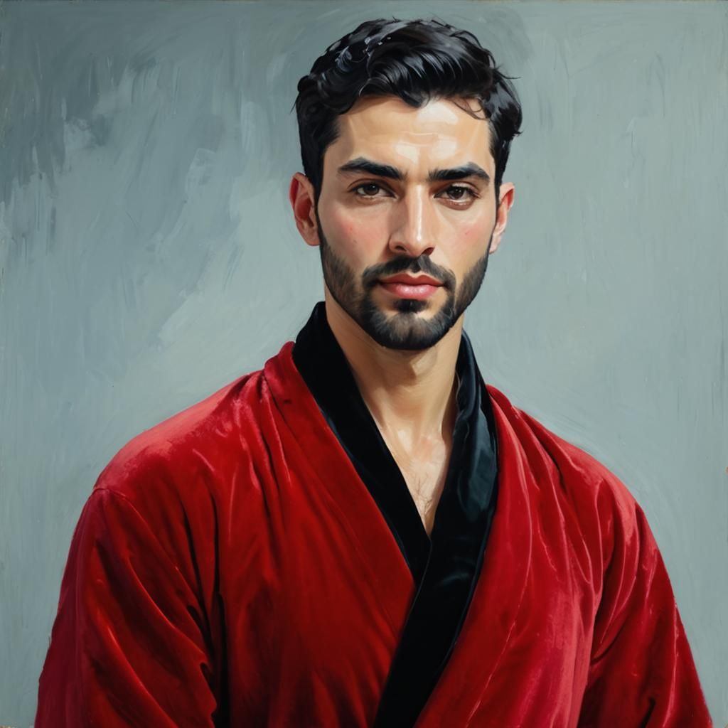 Arab Man Portrait in Impressionist Impasto Style