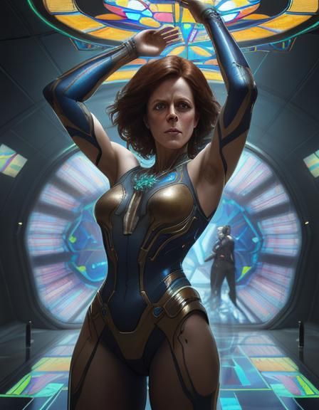 Sigourney Weaver Dances in Stained Glass Arcade