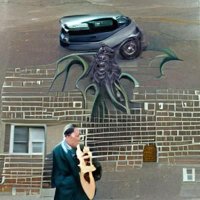 Cute Monster with Guitar Seeks Car