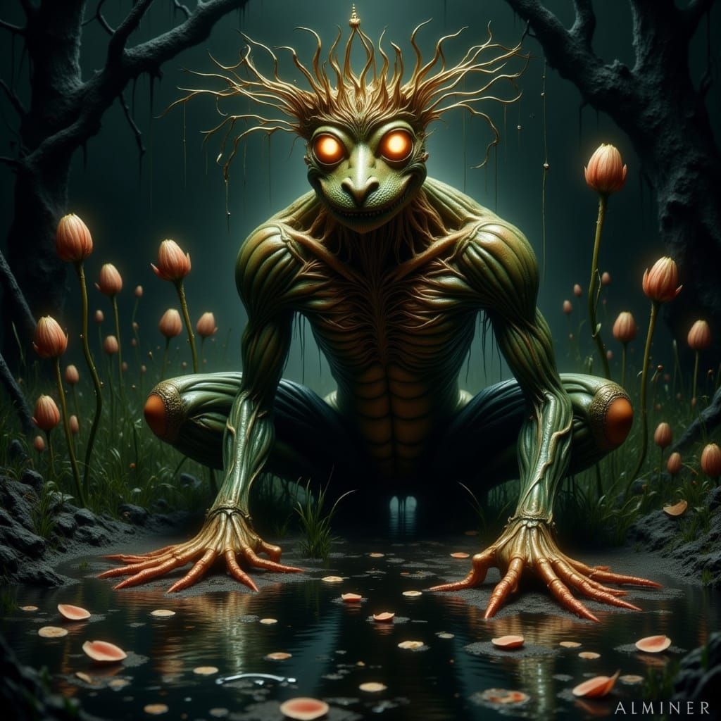 Gothic Baroque Frog Prince Metamorphosis in Swamp